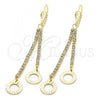 Oro Laminado Long Earring, Gold Filled Style with  Cubic Zirconia, Golden Finish, 5.071.006