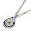 Sterling Silver Pendant Necklace, Teardrop Design, with Multicolor Micro Pave, Polished, Rhodium Finish, 04.336.0072.16