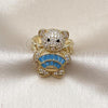 Oro Laminado Multi Stone Ring, Gold Filled Style Teddy Bear and Baguette Design, with Turquoise Cubic Zirconia and White Micro Pave, Polished, Golden Finish, 01.284.0108.2
