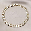 Oro Laminado Basic Anklet, Gold Filled Style Figaro Design, Polished, Golden Finish, 5.222.012.10