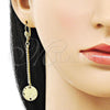 Oro Laminado Long Earring, Gold Filled Style with  Cubic Zirconia, Golden Finish, 5.085.001