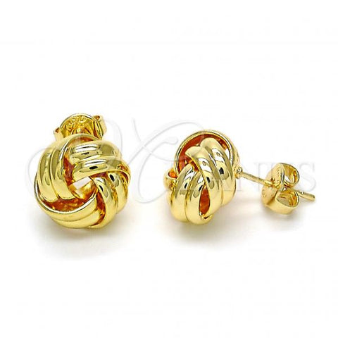 Oro Laminado Stud Earring, Gold Filled Style Love Knot Design, Polished, Golden Finish, 02.63.2371