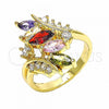 Oro Laminado Multi Stone Ring, Gold Filled Style with Multicolor Cubic Zirconia, Polished, Golden Finish, 01.283.0008.1.08 (Size 8)