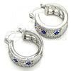 Rhodium Plated Small Hoop, with Sapphire Blue and White Cubic Zirconia, Polished, Rhodium Finish, 02.210.0282.7.20