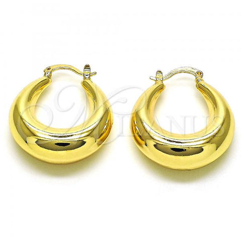 Oro Laminado Medium Hoop, Gold Filled Style Hollow Design, Polished, Golden Finish, 02.163.0161.30