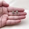 Oro Laminado Stud Earring, Gold Filled Style Cross Design, with White Cubic Zirconia, Polished, Golden Finish, 02.156.0734