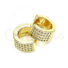Oro Laminado Huggie Hoop, Gold Filled Style with White Micro Pave, Polished, Golden Finish, 02.195.0097.12