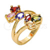 Oro Laminado Multi Stone Ring, Gold Filled Style with Multicolor Cubic Zirconia, Polished, Golden Finish, 01.210.0047.1.09 (Size 9)