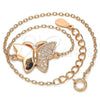 Sterling Silver Fancy Bracelet, Butterfly Design, with White Micro Pave, Polished, Rose Gold Finish, 03.336.0040.1.07