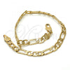 Oro Laminado Basic Bracelet, Gold Filled Style Figaro Design, Diamond Cutting Finish, Golden Finish, 5.223.034.1.07