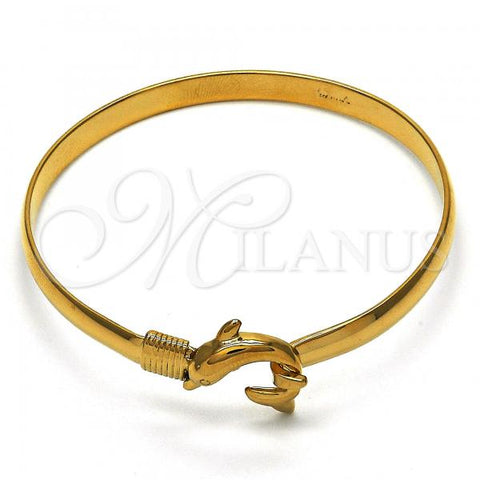 Oro Laminado Individual Bangle, Gold Filled Style Dolphin Design, Polished, Golden Finish, 07.192.0013.1.04 (05 MM Thickness, Size 4 - 2.25 Diameter)
