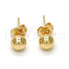 Oro Laminado Stud Earring, Gold Filled Style Ball Design, Polished, Golden Finish, 5.128.010