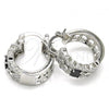 Rhodium Plated Small Hoop, with Black and White Cubic Zirconia, Polished, Rhodium Finish, 02.210.0285.8.20