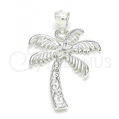 Sterling Silver Fancy Pendant, Palm Tree Design, Polished,, 05.398.0041