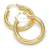 Oro Laminado Medium Hoop, Gold Filled Style Hollow Design, Diamond Cutting Finish, Golden Finish, 5.138.008.30