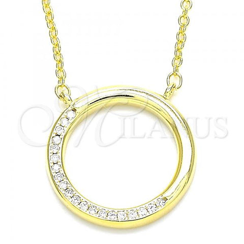 Sterling Silver Pendant Necklace, with White Cubic Zirconia, Polished, Golden Finish, 04.336.0007.2.16