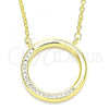 Sterling Silver Pendant Necklace, with White Cubic Zirconia, Polished, Golden Finish, 04.336.0007.2.16