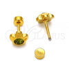 Stainless Steel Stud Earring, Flower Design, with Dark Peridot Crystal, Polished, Golden Finish, 02.271.0019.6