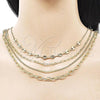 Stainless Steel Fancy Necklace, Puff Mariner and Paperclip Design, Polished, Golden Finish, 04.437.0003.16