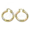 Oro Laminado Medium Hoop, Gold Filled Style Diamond Cutting Finish, Tricolor, 02.170.0125.1.30