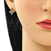 Oro Laminado Earcuff Earring, Gold Filled Style with Multicolor Cubic Zirconia, Polished, Golden Finish, 02.210.0631