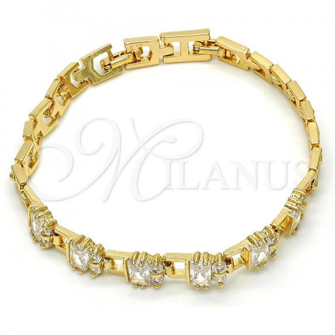 Oro Laminado Fancy Bracelet, Gold Filled Style with White Cubic Zirconia, Polished, Golden Finish, 03.205.0013.1.07
