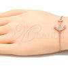 Sterling Silver Fancy Bracelet, Anchor Design, with White Micro Pave, Polished, Rose Gold Finish, 03.336.0062.1.08