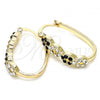 Oro Laminado Small Hoop, Gold Filled Style with Black and White Crystal, Polished, Golden Finish, 02.100.0069.3.15