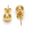 Oro Laminado Stud Earring, Gold Filled Style Ball Design, Polished, Golden Finish, 5.128.012