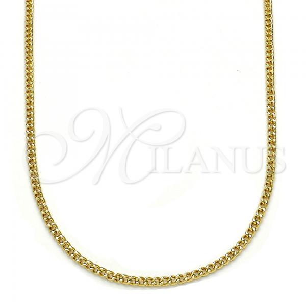 Oro Laminado Basic Necklace, Gold Filled Style Miami Cuban Design, Polished, Golden Finish, 04.213.0090.20