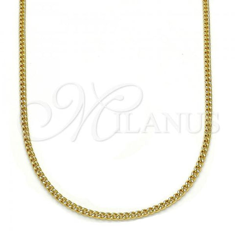 Oro Laminado Basic Necklace, Gold Filled Style Miami Cuban Design, Polished, Golden Finish, 04.213.0090.20