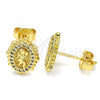 Oro Laminado Stud Earring, Gold Filled Style with White Micro Pave, Polished, Golden Finish, 02.156.0329