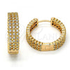 Oro Laminado Huggie Hoop, Gold Filled Style with White Cubic Zirconia, Polished, Golden Finish, 02.213.0019.25