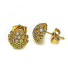 Oro Laminado Stud Earring, Gold Filled Style with White Micro Pave, Polished, Golden Finish, 02.344.0017