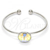 Rhodium Plated Individual Bangle, with Aurore Boreale Swarovski Crystals, Polished, Rhodium Finish, 07.239.0012.5 (02 MM Thickness, One size fits all)