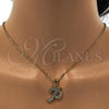Stainless Steel Pendant Necklace, Initials and Rolo Design, with White Crystal, Polished, Golden Finish, 04.238.0025.1.18