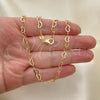 Oro Laminado Basic Necklace, Gold Filled Style Rolo and Heart Design, Polished, Golden Finish, 04.213.0224.18