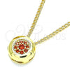 Oro Laminado Pendant Necklace, Gold Filled Style with Garnet Micro Pave, Polished, Golden Finish, 04.156.0338.2.20