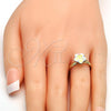 Oro Laminado Multi Stone Ring, Gold Filled Style Flower Design, with Aurore Boreale Swarovski Crystals, Polished, Golden Finish, 01.239.0010.7 (One size fits all)