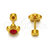 Stainless Steel Stud Earring, Flower Design, with Garnet Crystal, Polished, Golden Finish, 02.271.0019.10