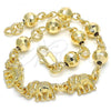 Oro Laminado Fancy Bracelet, Gold Filled Style Elephant Design, Polished, Golden Finish, 03.63.1955.07