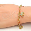 Oro Laminado Charm Bracelet, Gold Filled Style Elephant Design, Diamond Cutting Finish, Golden Finish, 03.63.1791.07