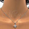 Sterling Silver Earring and Pendant Adult Set, with White Cubic Zirconia, Polished, Rhodium Finish, 10.286.0022
