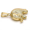 Oro Laminado Fancy Pendant, Gold Filled Style Elephant and Hollow Design, Matte Finish, Golden Finish, 05.163.0048