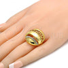 Oro Laminado Multi Stone Ring, Gold Filled Style Chunky Design, with White Crystal, Polished, Golden Finish, 01.241.0013.08 (Size 8)