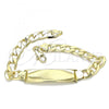 Oro Laminado ID Bracelet, Gold Filled Style Curb Design, Polished, Golden Finish, 03.213.0131.08