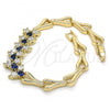 Oro Laminado Fancy Bracelet, Gold Filled Style with Sapphire Blue and White Cubic Zirconia, Polished, Golden Finish, 03.210.0083.3.07