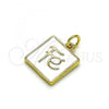 Oro Laminado Fancy Pendant, Gold Filled Style Love Design, White Enamel Finish, Golden Finish, 05.341.0055