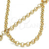 Oro Laminado Necklace and Bracelet, Gold Filled Style Rolo Design, Polished, Golden Finish, 06.319.0003