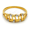 Oro Laminado Multi Stone Ring, Gold Filled Style with White Cubic Zirconia, Polished, Golden Finish, 01.63.0141.07 (Size 7)